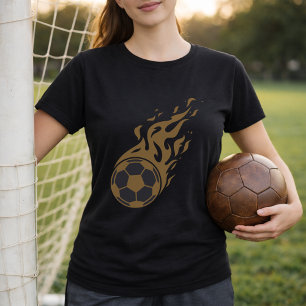 Camiseta Arte de balón de fútbol en llamas; Gráfica de fútb