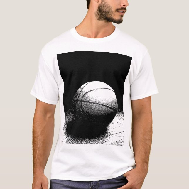 Camiseta Arte de baloncesto blanco negro (Anverso)