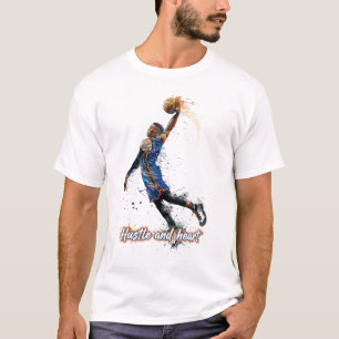 Camiseta Arte de Baloncesto Dinámico: Hustle & Heart