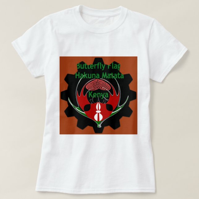 Camiseta Arte de Bandera de Mariposa de Kenia - Patriótico  (Diseño del anverso)