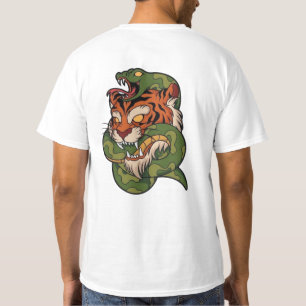 Camiseta Arte de batalla de animales salvajes tigre contra 