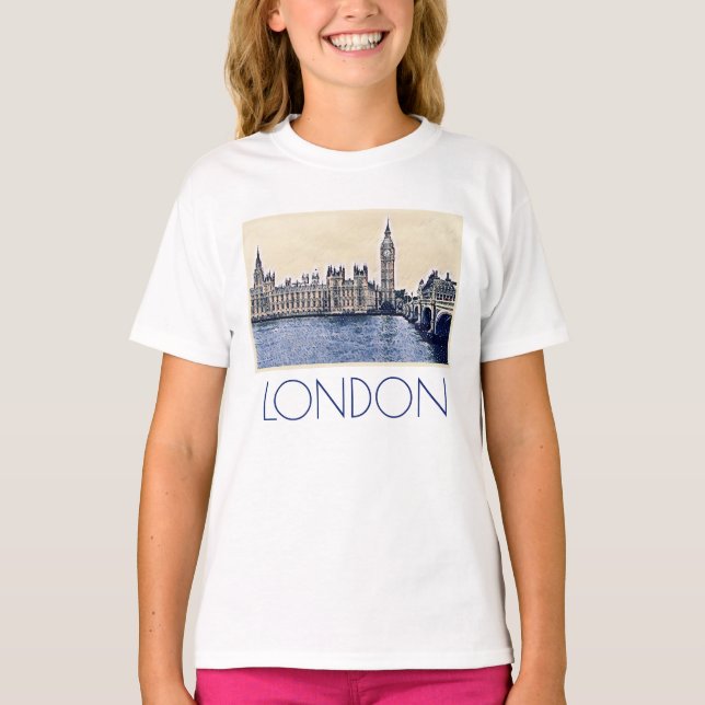 Camiseta Arte de Big Ben London Watercolor (Anverso)