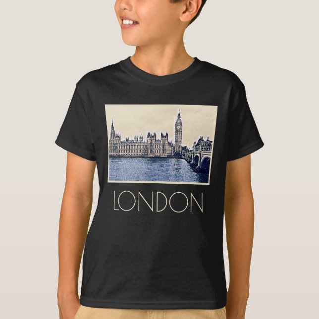 Camiseta Arte de Big Ben London Watercolor (Anverso)