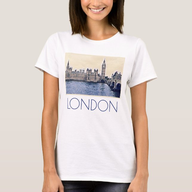 Camiseta Arte de Big Ben London Watercolor (Anverso)