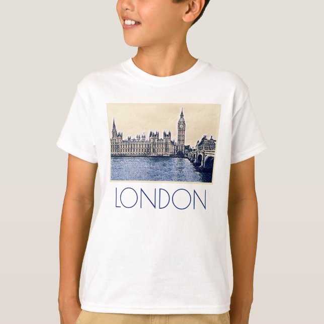 Camiseta Arte de Big Ben London Watercolor (Anverso)