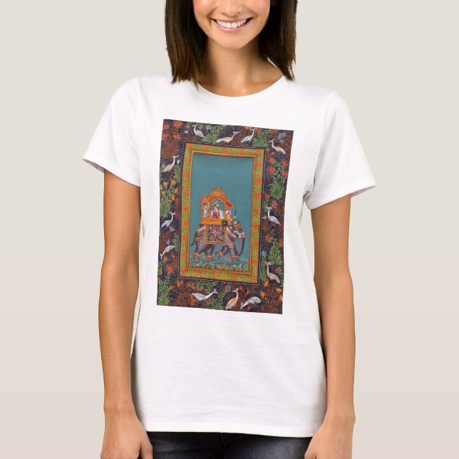 Camiseta Arte de Boho Mughal Paisley del elefante de la (Anverso)