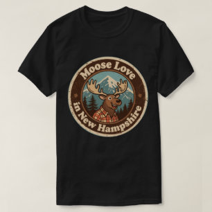 Camiseta Arte de bosque de Nueva Hampshire que ama los alce