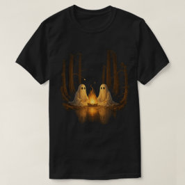 Camiseta Arte de bosque nocturno con fogata de fantasmas es