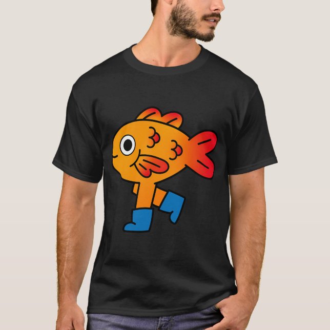 Camiseta arte de botas de pez dorado (Anverso)