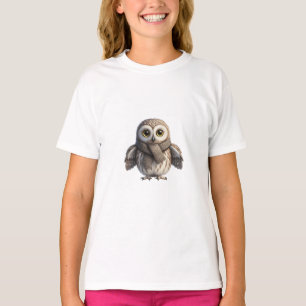 Camiseta Arte de búho con bufanda linda para niños