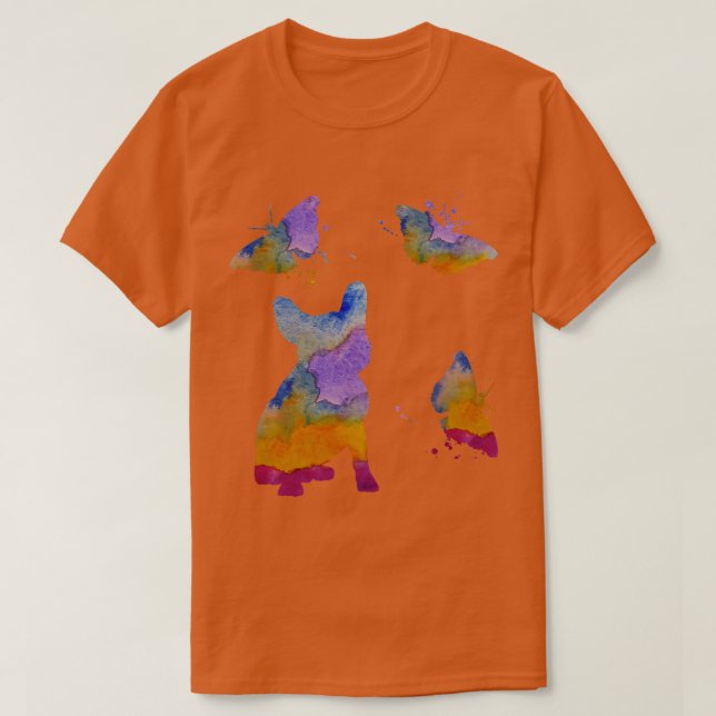Camiseta Arte de Bulldog francés arte mariposas de perro fr (Diseño del anverso)