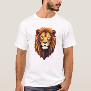 Camiseta Arte de cabeza de león geométrico negrita