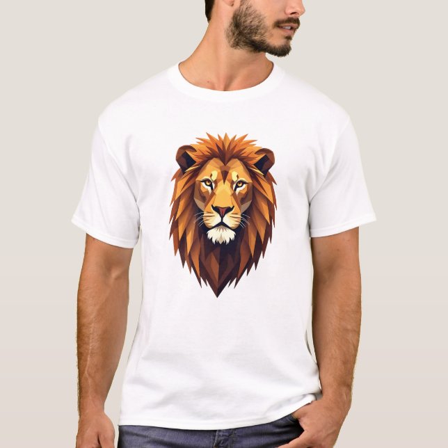 Camiseta Arte de cabeza de león geométrico negrita (Anverso)