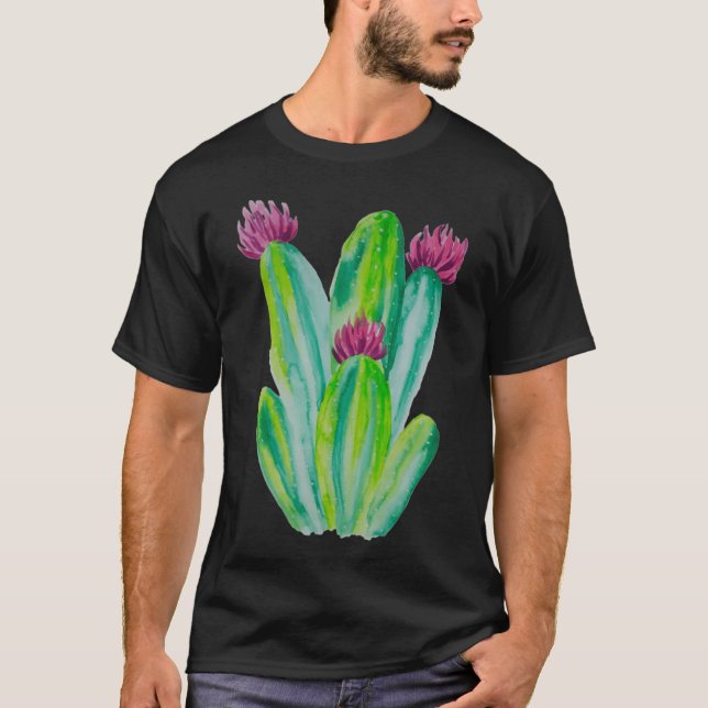 Camiseta Arte de Cactus en Acuarela (Anverso)