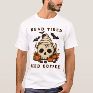 Camiseta Arte de café de calabaza con cráneo de Halloween l