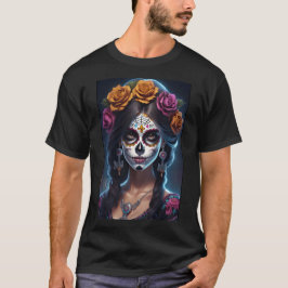 Camiseta Arte de calavera de azúcar - Elegancia floral
