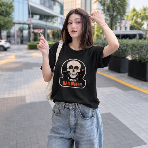 Camiseta Arte de Calcomanía de Cráneo de Vampiro Espeluznan