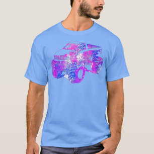 Camiseta Arte de Camión Monstruo Púrpura Colorido