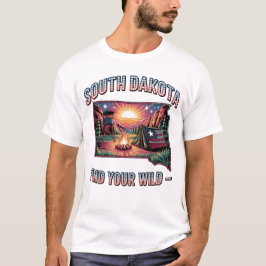 Camiseta Arte de Camping Vintage Encuentra tu Salvaje Dakot