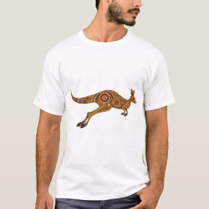 Camiseta Arte de canguro aborigen Ocro Punto Silueta