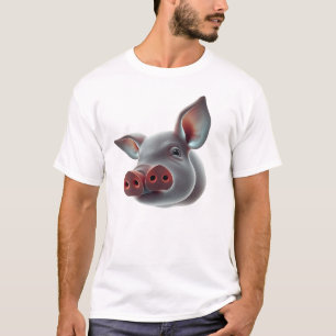 Camiseta Arte de cara de cerdo flotante