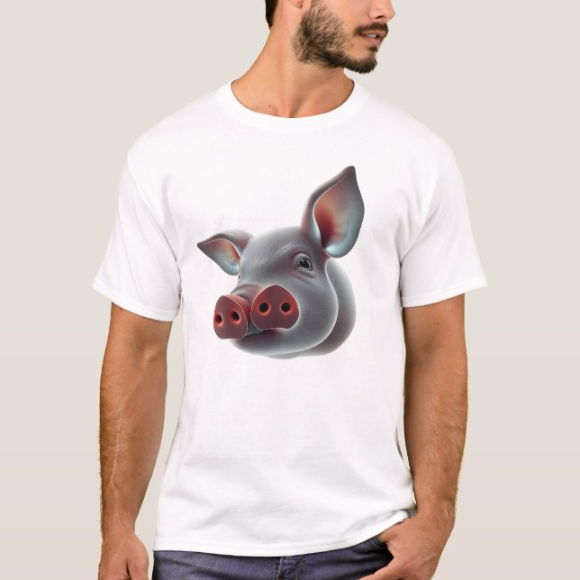 Camiseta Arte de cara de cerdo flotante (Anverso)