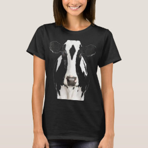 Camiseta Arte de cara de vaca negro y blanco lindo