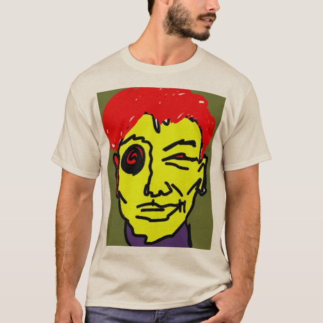 Camiseta Arte de Cara Expressionista Abstracto Retro con Ca (Anverso)