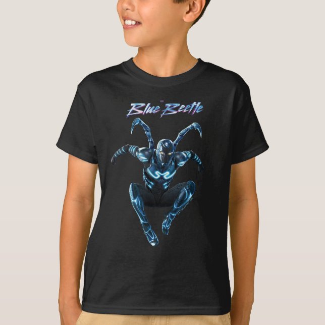 Camiseta Arte de caracteres de salto de escarabajo azul (Anverso)