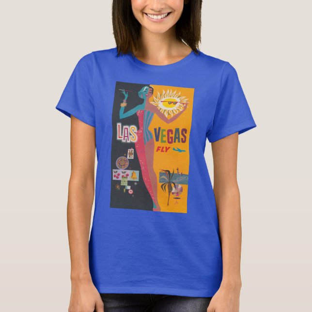 Camiseta Arte de cartel de viaje de juego de Las Vegas vint (Anverso)