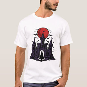 Camiseta Arte de Castillo de Vampiros con Luz de Luna Gótic