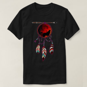 Camiseta Arte de Cazador de Sueños Lobo   Diseño del Espíri