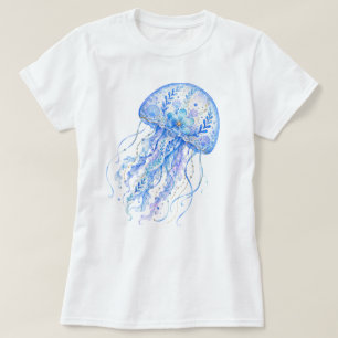 Camiseta Arte de cerámica con tema floral de medusa