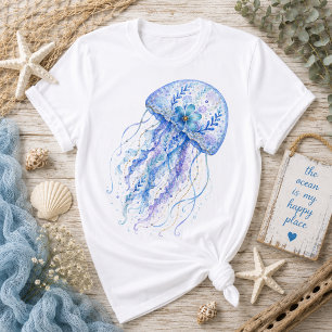 Camiseta Arte de cerámica con tema floral de medusa
