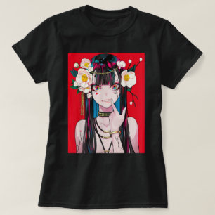Camiseta Arte de chica de anime con estética oscura