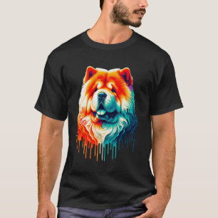 Camiseta Arte de Chow Chow con Pintura Goteante