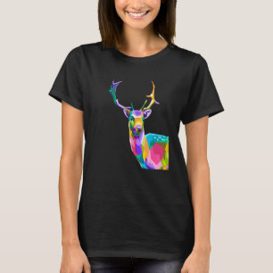 Camiseta Arte de ciervo animal polígono colorido