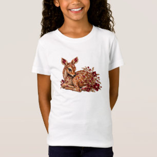 Camiseta Arte de Ciervo Rojo Dorado de Lujo