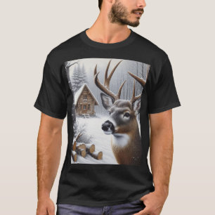 Camiseta Arte de ciervo/venado de invierno