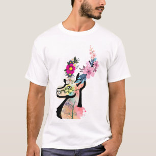 Camiseta Arte de ciervos florales - Naturaleza y Ilustracio