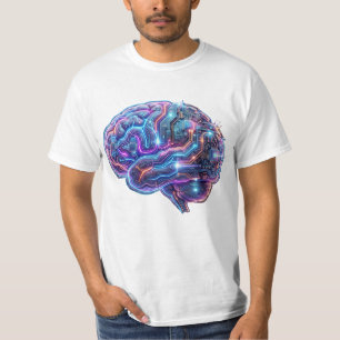 Camiseta Arte de Circuitos Cerebrales Cyborg de IA Cyberpun