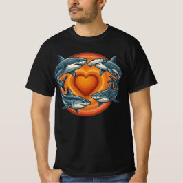 Camiseta Arte de círculo de corazón de escuadrón de tiburón
