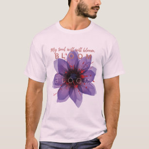 Camiseta Arte de cita motivacional floral de floración púrp
