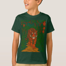 Camiseta Arte de cloisonne Tigre en el camino de la selva