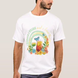 Camiseta Arte de cóctel floral divertido de jardín y bebida