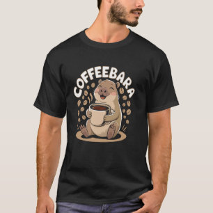 Camiseta Arte de Coffeebara Cute Capybara Amante del Café