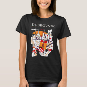 Camiseta Arte de Collage Abstracto de Dubrovnik Negro Viaje