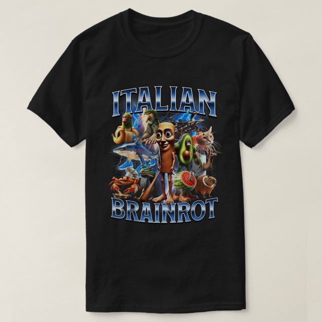 Camiseta Arte de collage de meme de boina en el cerebro ita (Diseño del anverso)