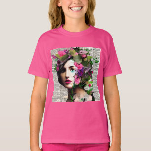 Camiseta Arte de collage de papel de mujer vintage