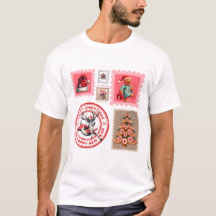 Camiseta Arte de Collage de Sello de Navidad Médico